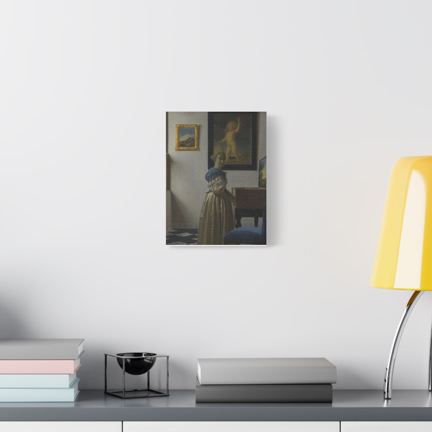 Woman Standing at a Virginal Canvas Print