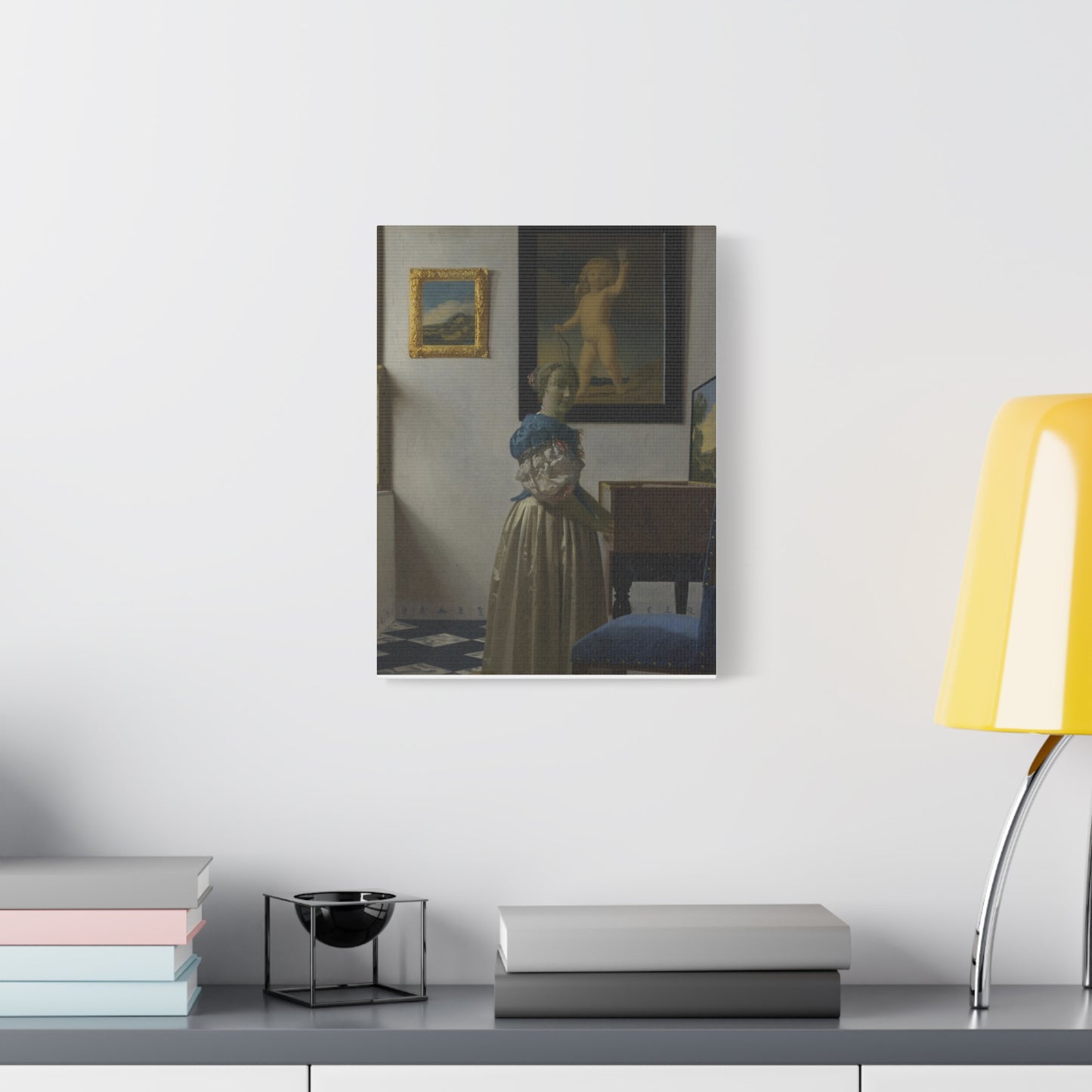 Woman Standing at a Virginal Canvas Print