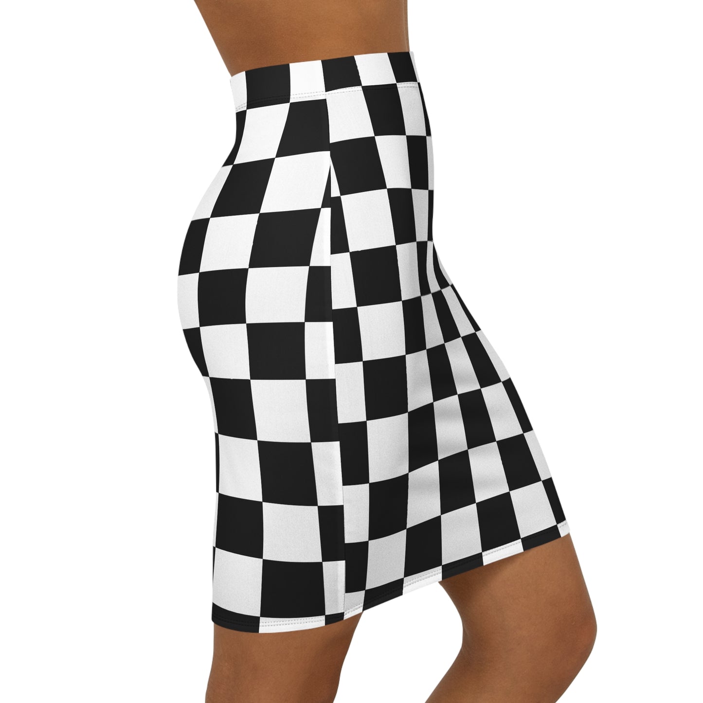 Black and White Check Mini Skirt