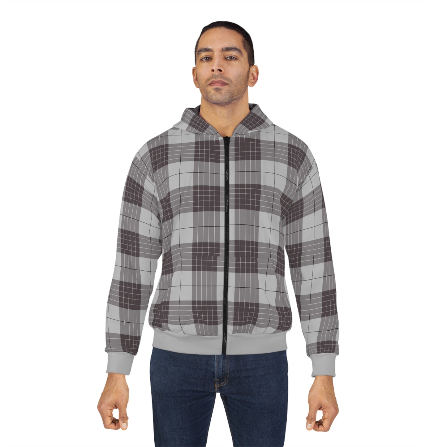 Grey Plaid Hoodie