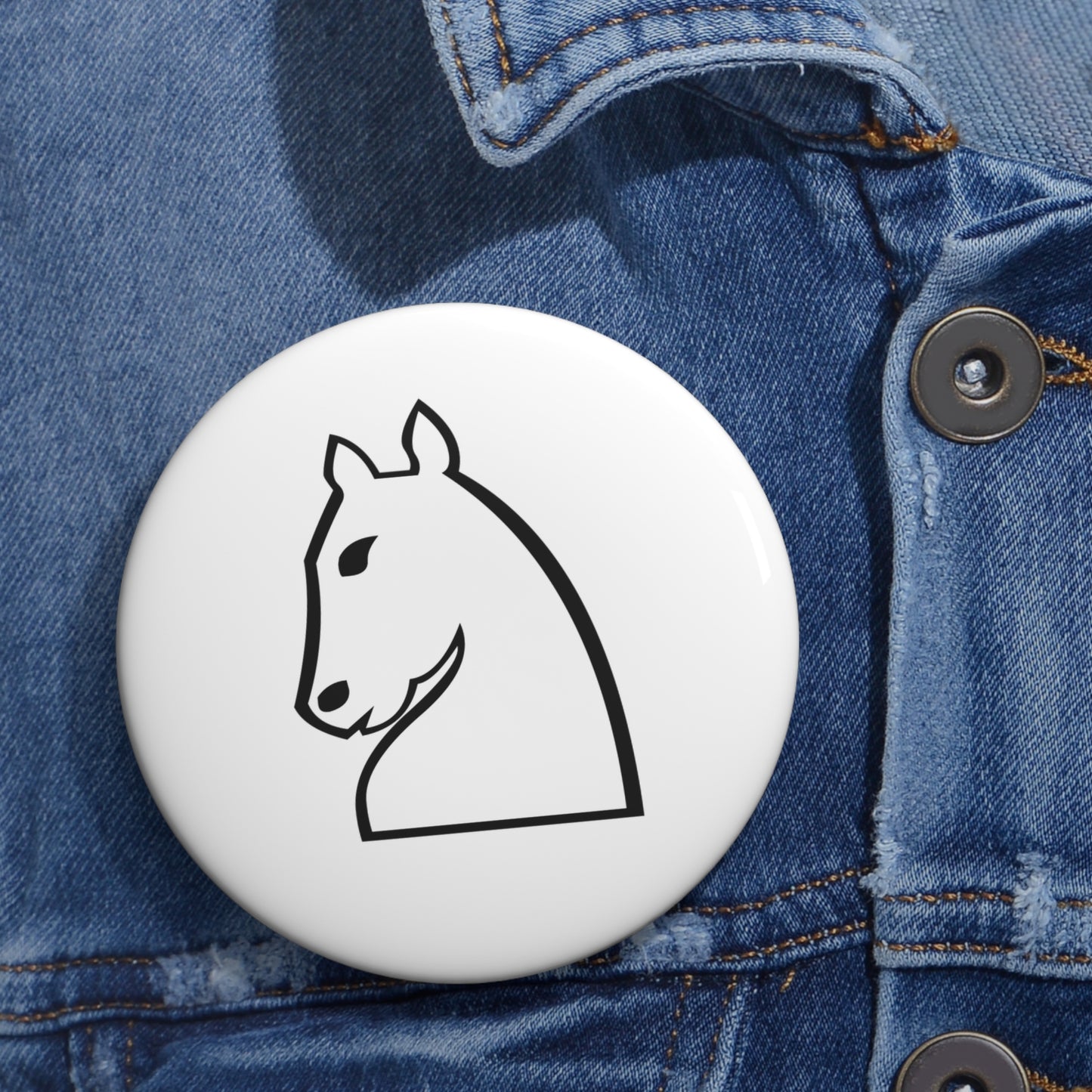 White Knight Pin Button