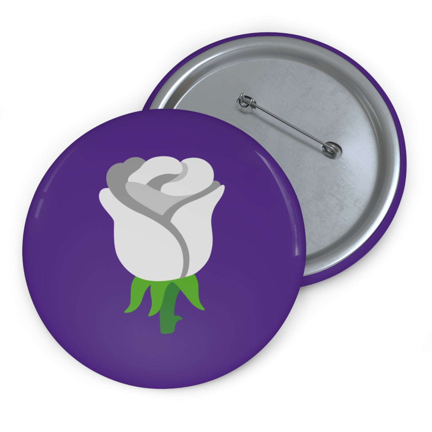 White Rose Emoji Pin Button