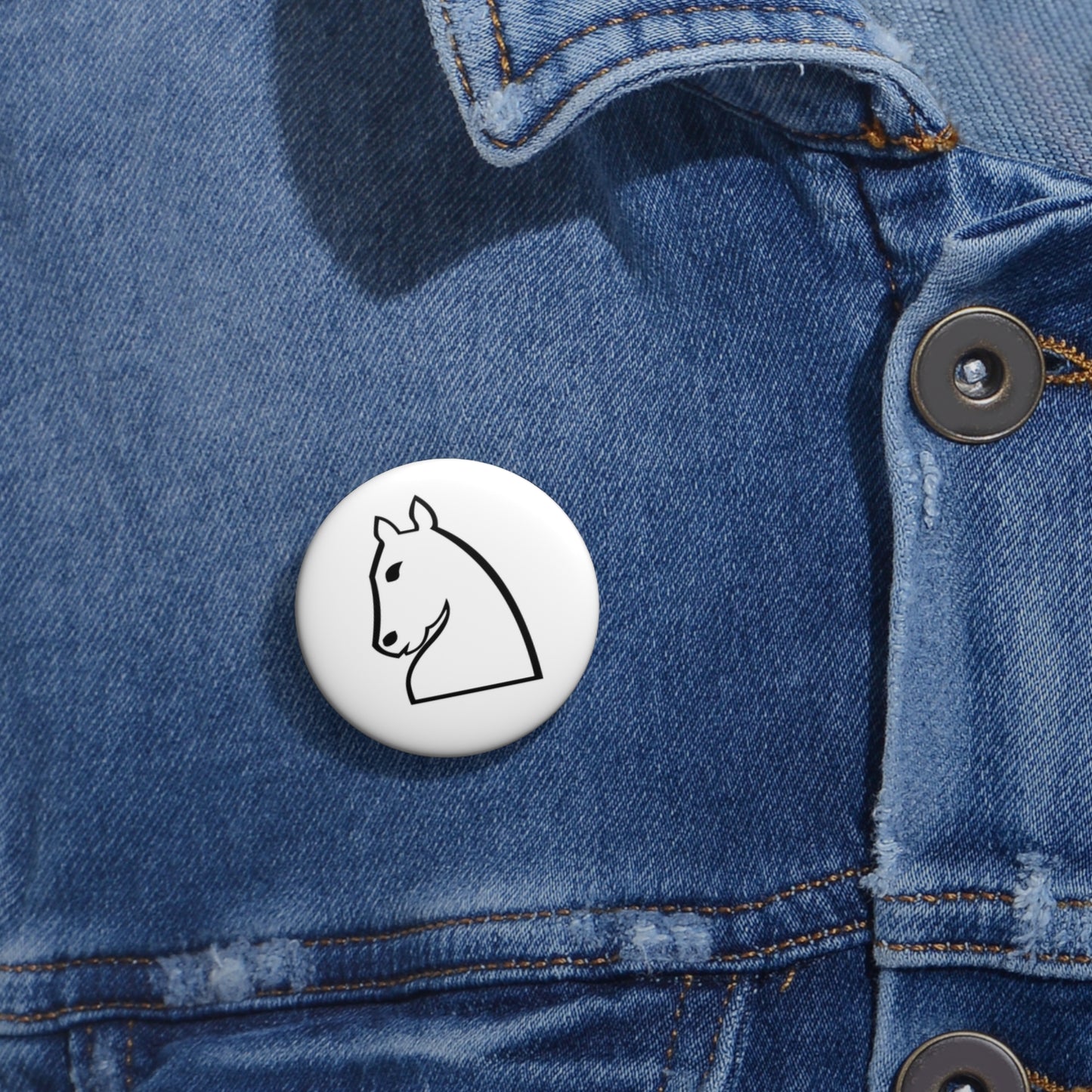 White Knight Pin Button