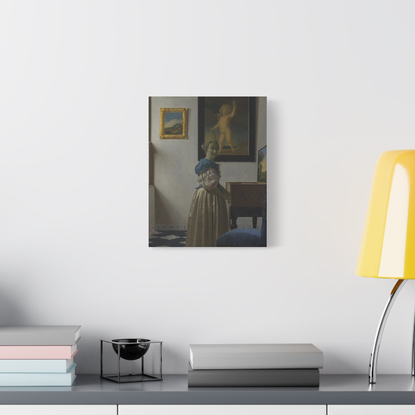 Woman Standing at a Virginal Canvas Print