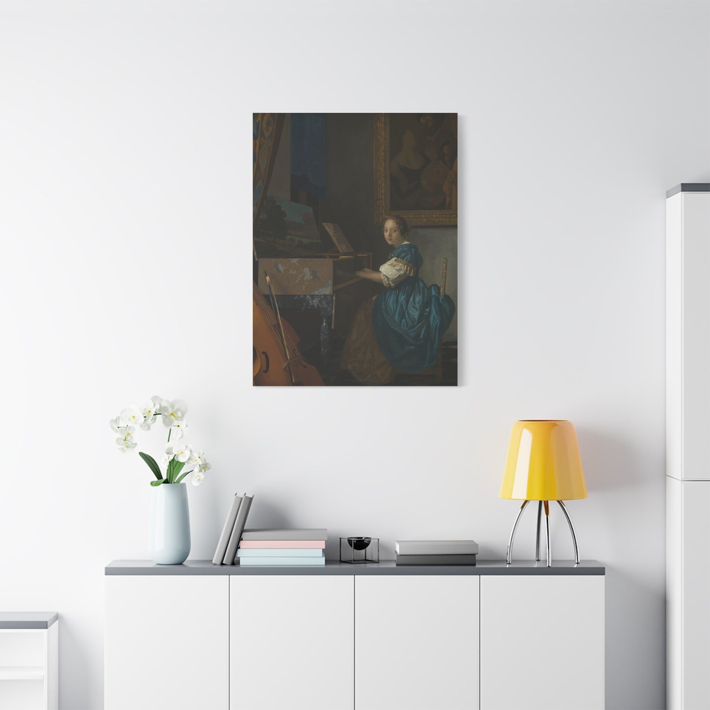 Young Woman Seated at a Virginal Canvas Print