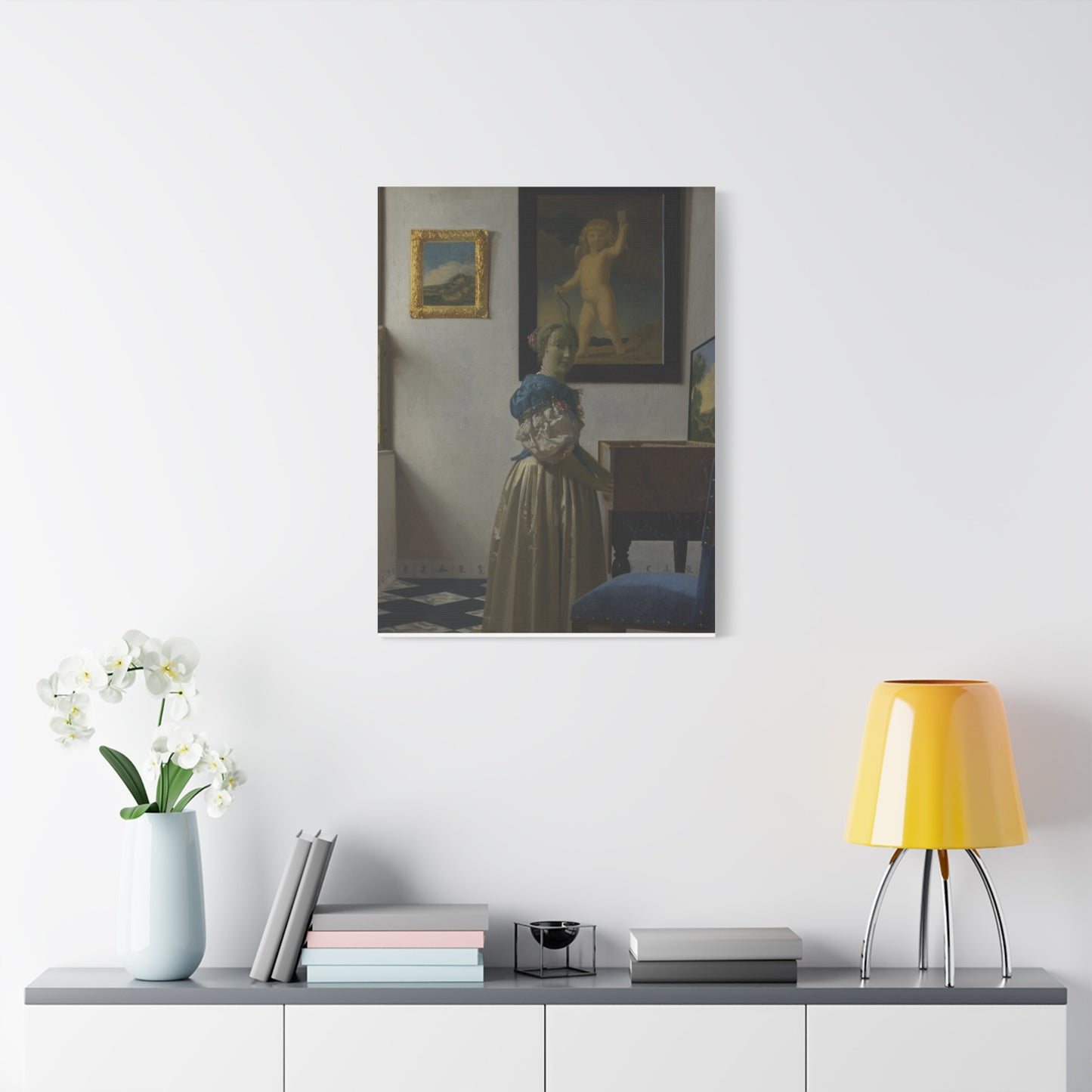 Woman Standing at a Virginal Canvas Print