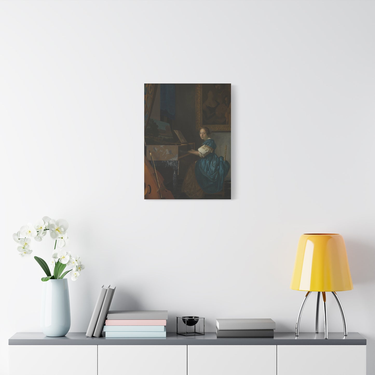Young Woman Seated at a Virginal Canvas Print