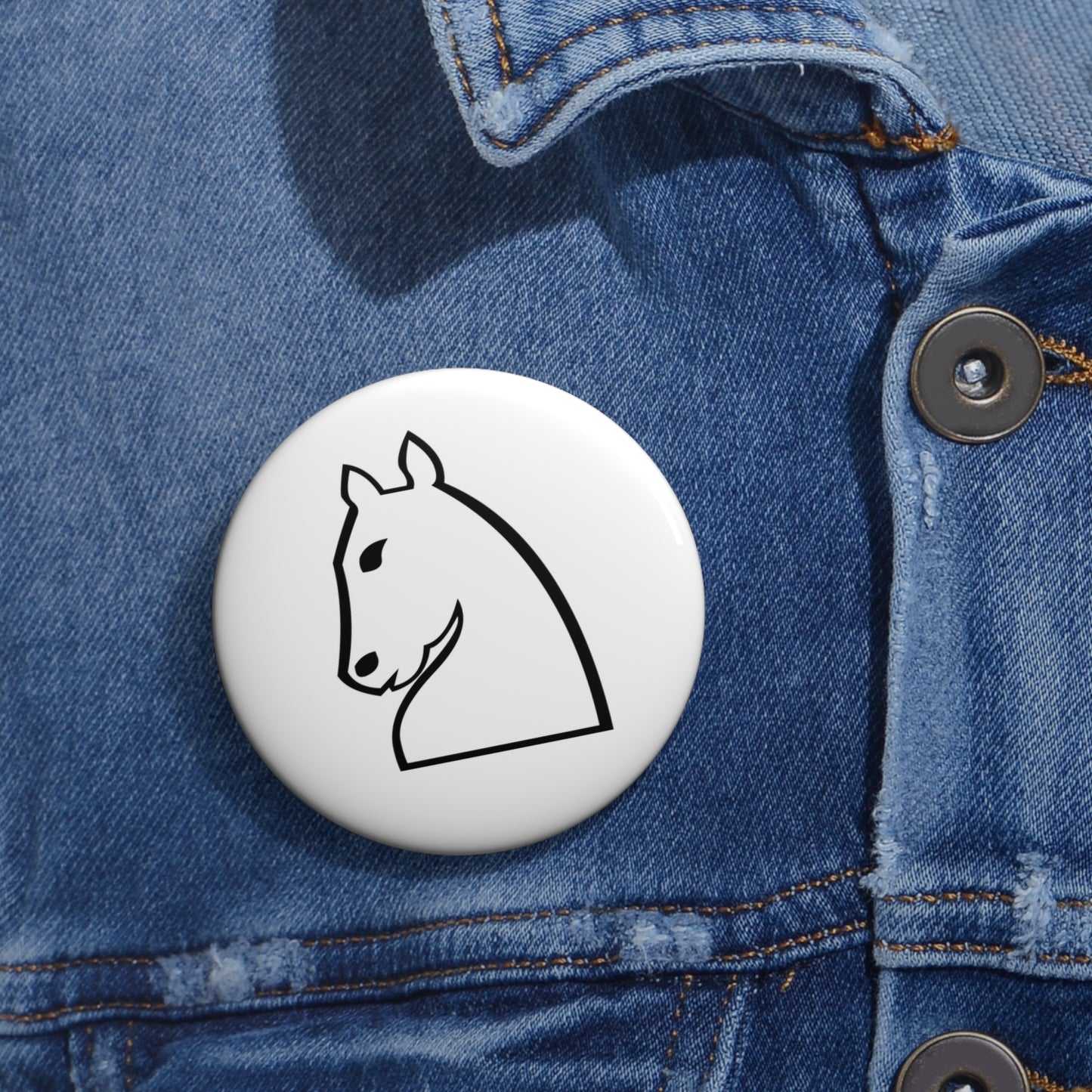 White Knight Pin Button