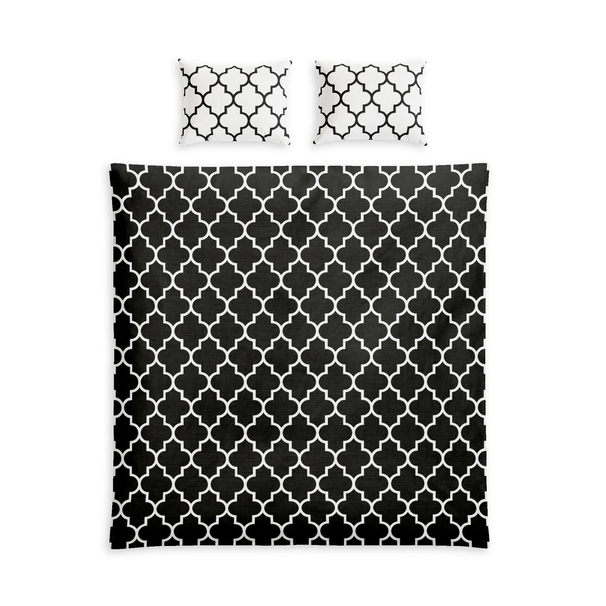 Black and White Quatrefoil Cotton Bed Set