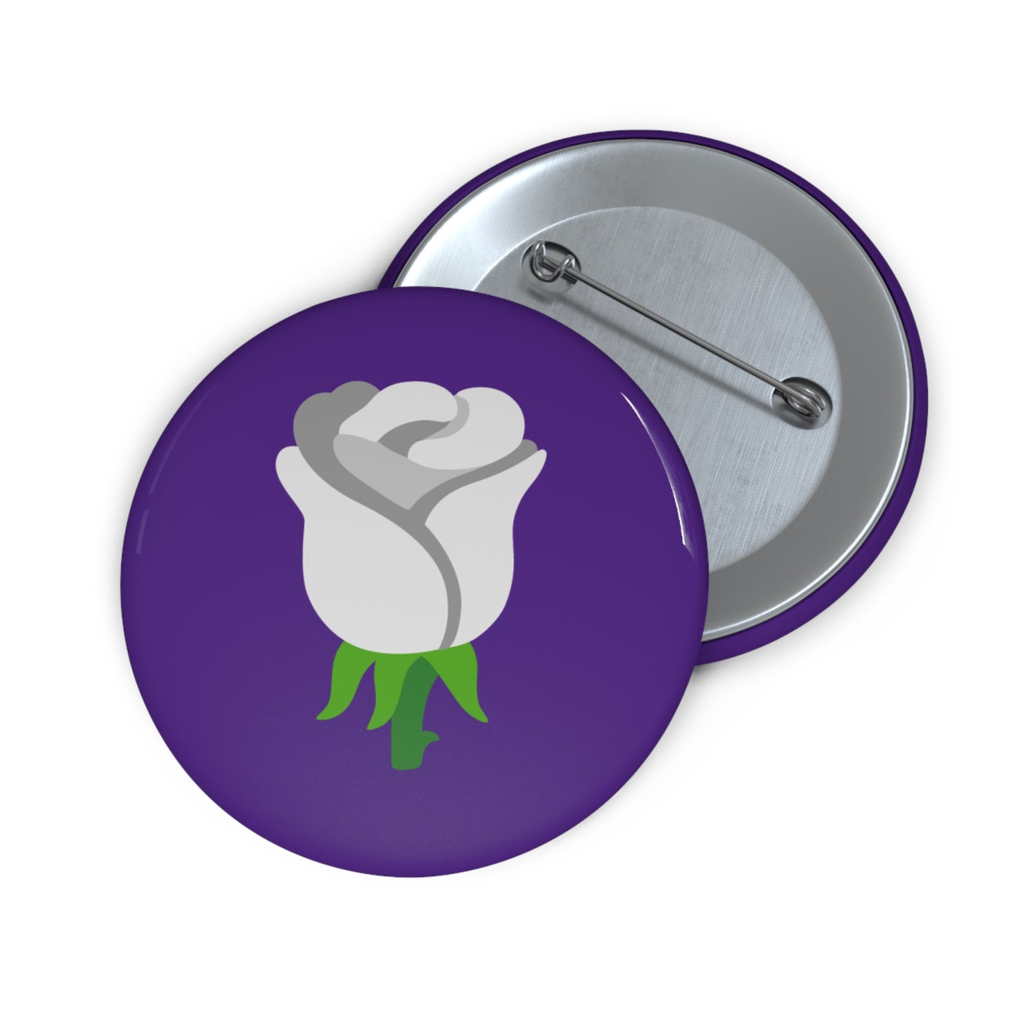 White Rose Emoji Pin Button