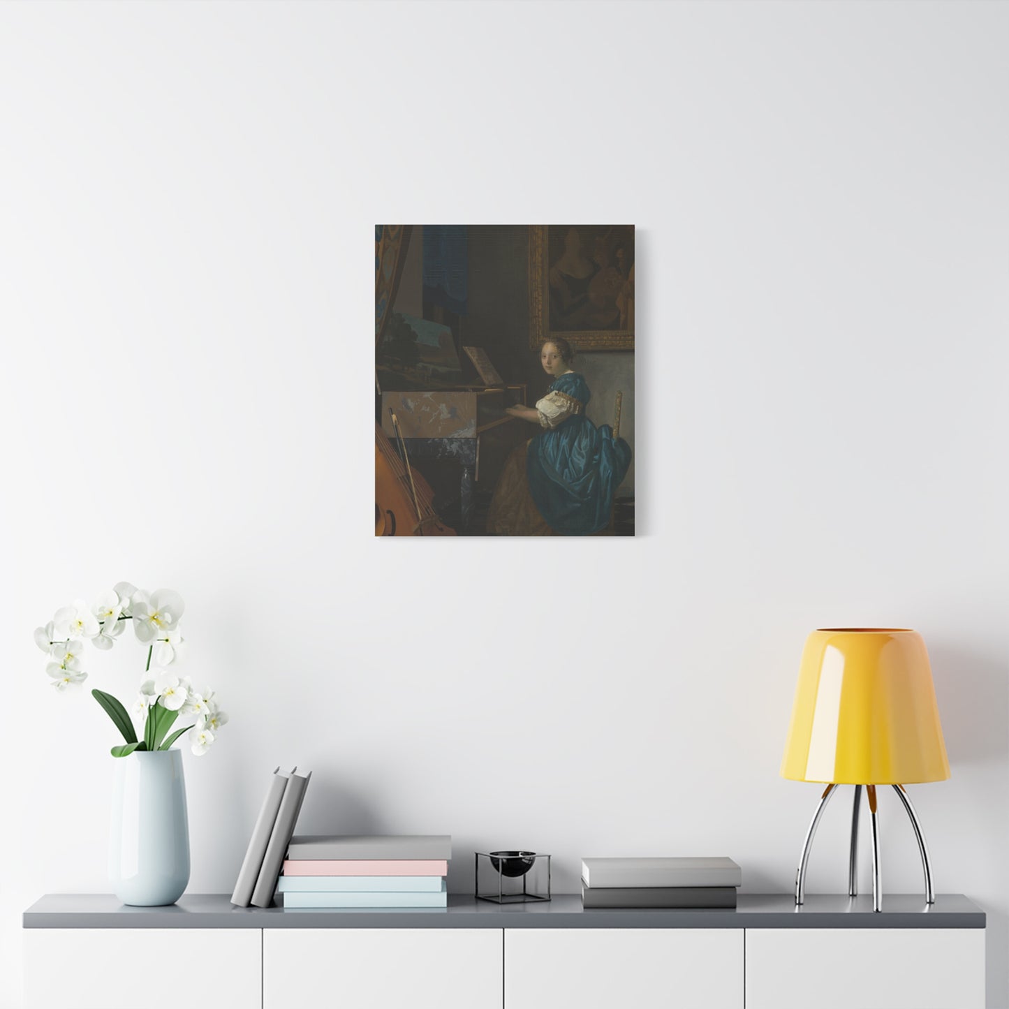Young Woman Seated at a Virginal Canvas Print