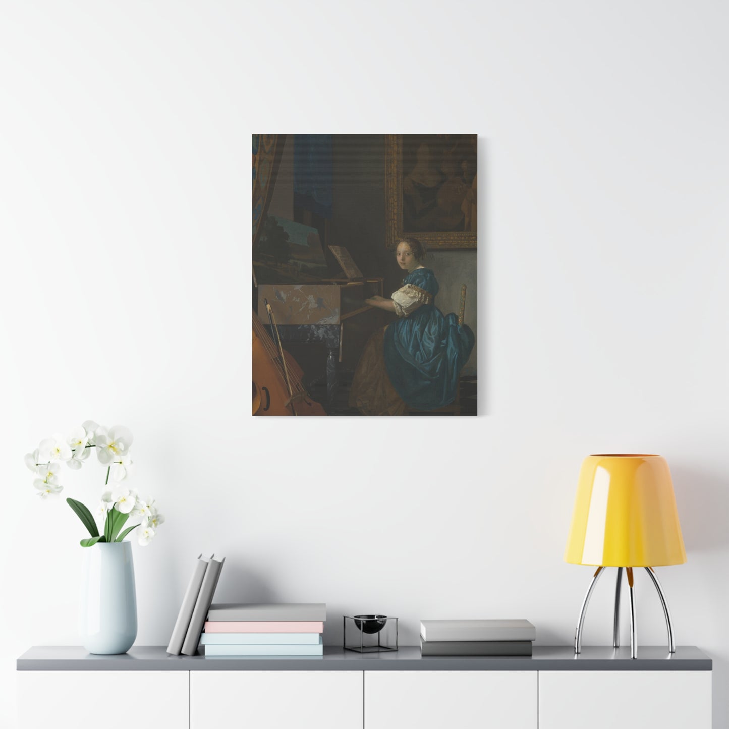 Young Woman Seated at a Virginal Canvas Print