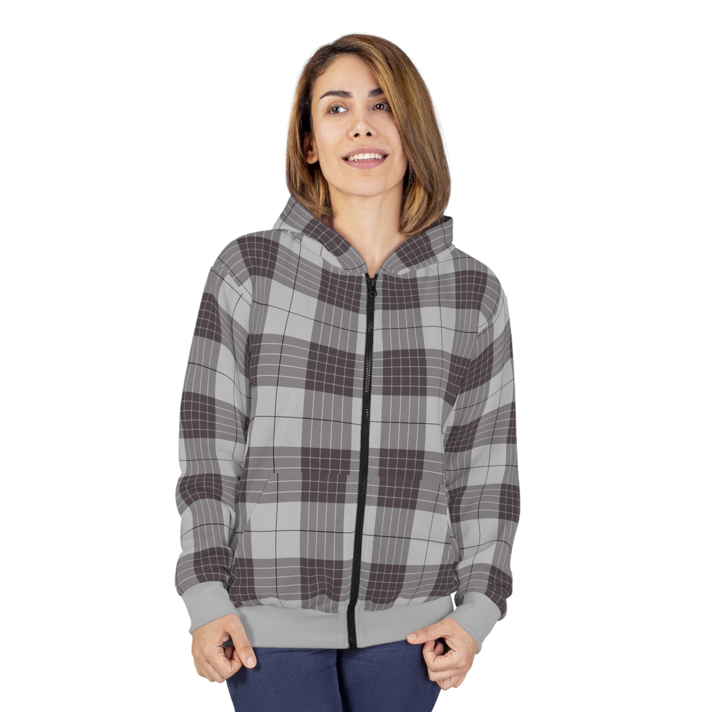 Grey Plaid Hoodie