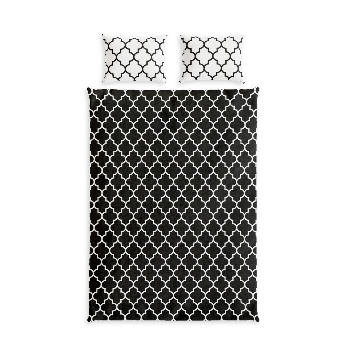Black and White Quatrefoil Cotton Bed Set