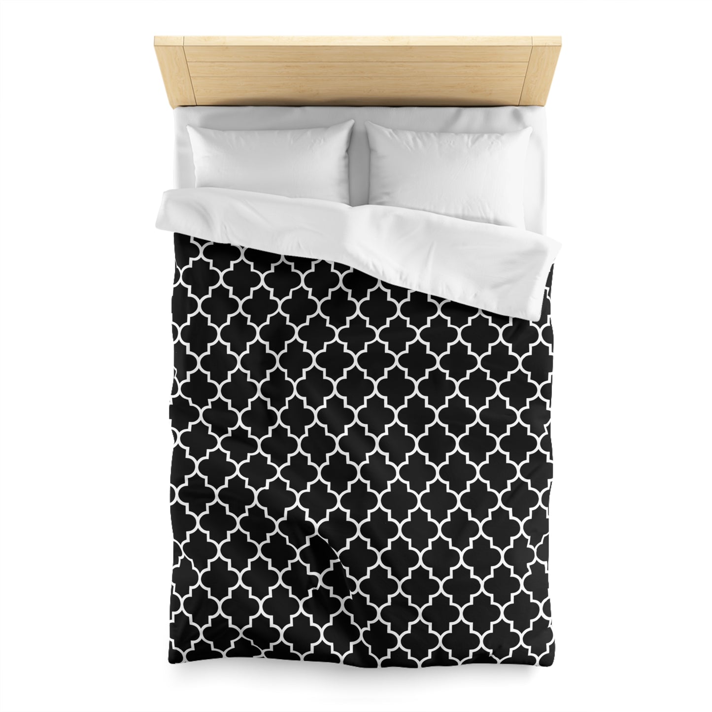 Black and White Quatrefoil Pattern Duvet Cover