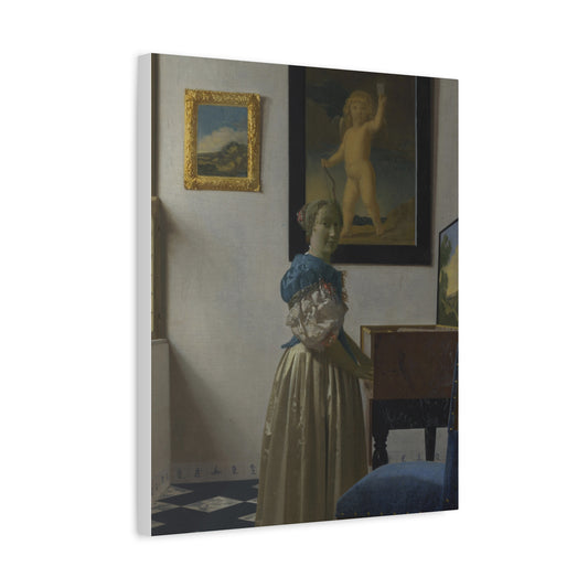 Woman Standing at a Virginal Canvas Print