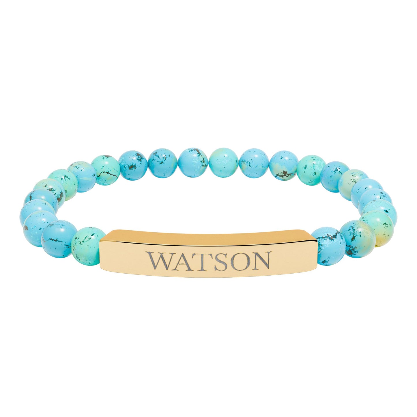 Watson Engraved Natural Stone Stretch Bar Bracelet