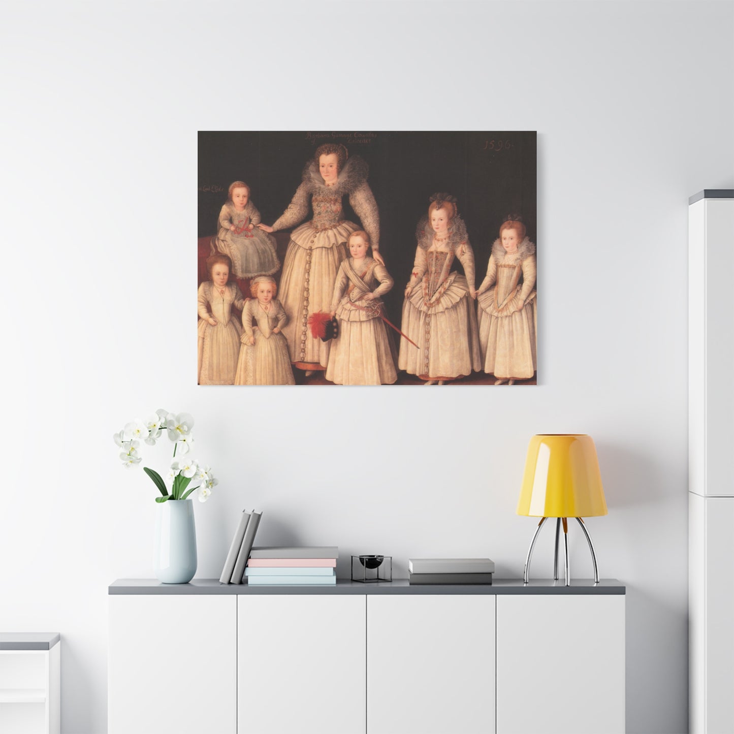 Barbara Gamage with Six Children Canvas Print