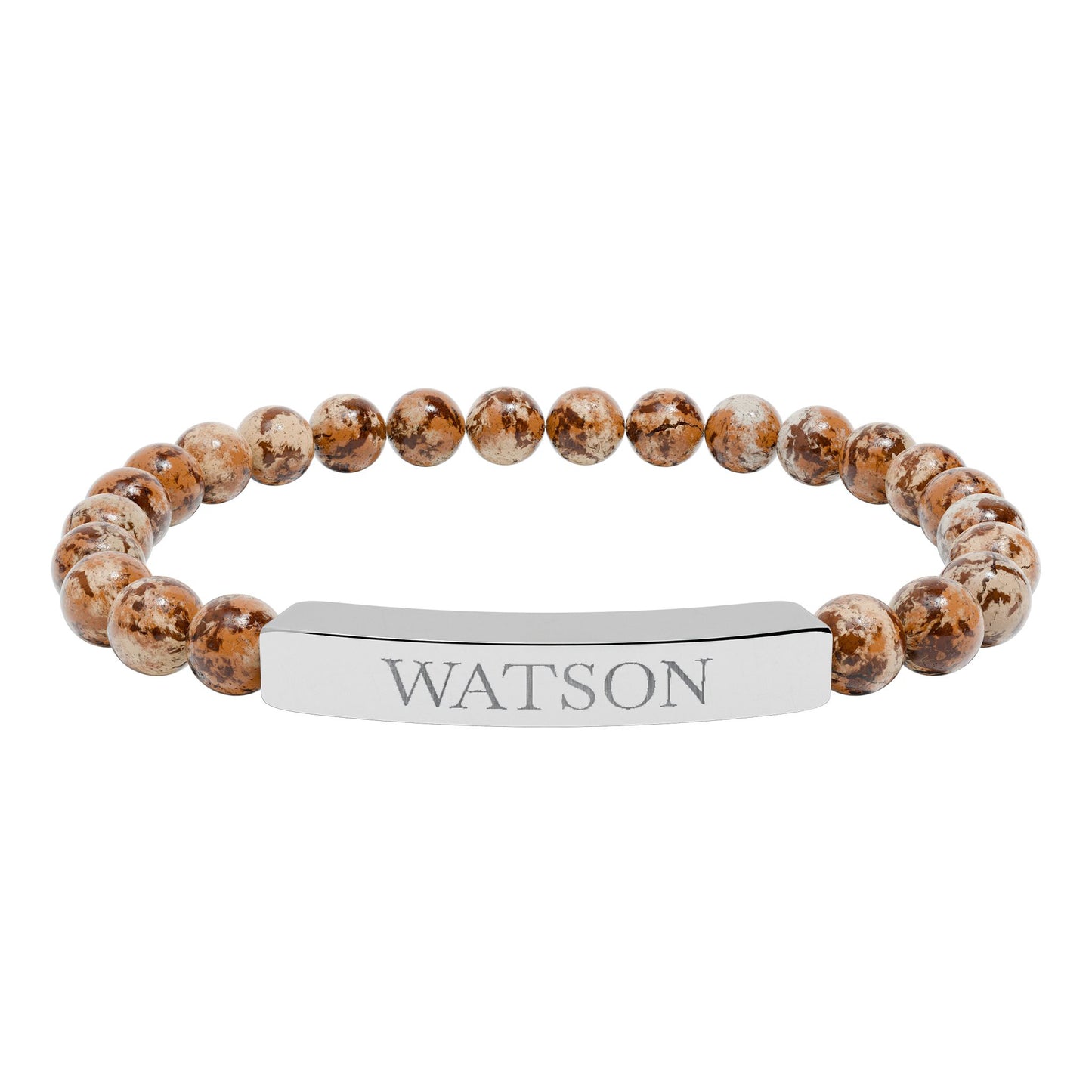 Watson Engraved Natural Stone Stretch Bar Bracelet