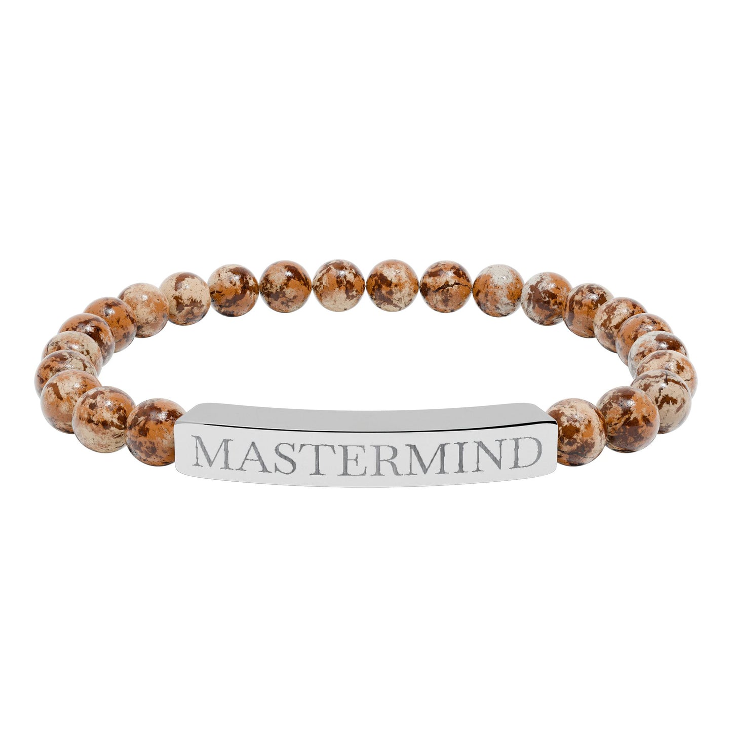 Mastermind Engraved Natural Stone Stretch Bar Bracelet