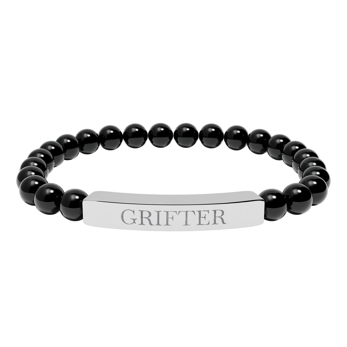 Grifter Engraved Natural Stone Stretch Bar Bracelet