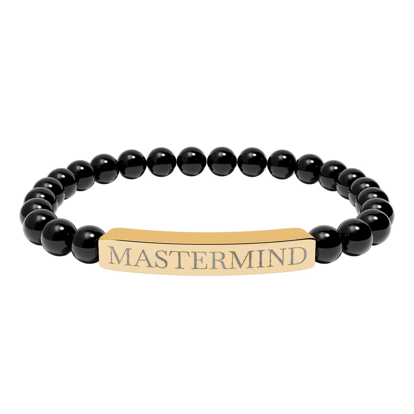 Mastermind Engraved Natural Stone Stretch Bar Bracelet