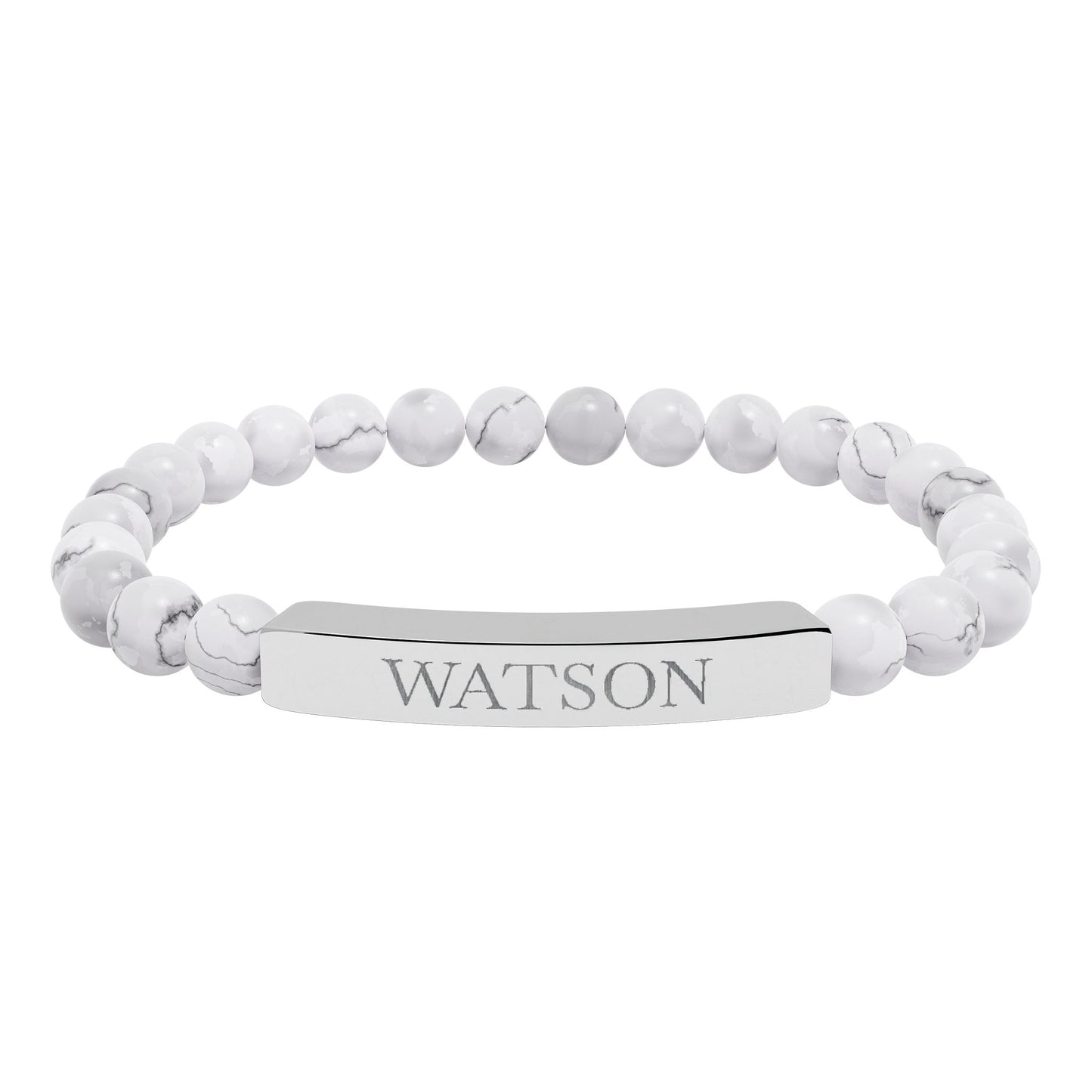 Watson Engraved Natural Stone Stretch Bar Bracelet