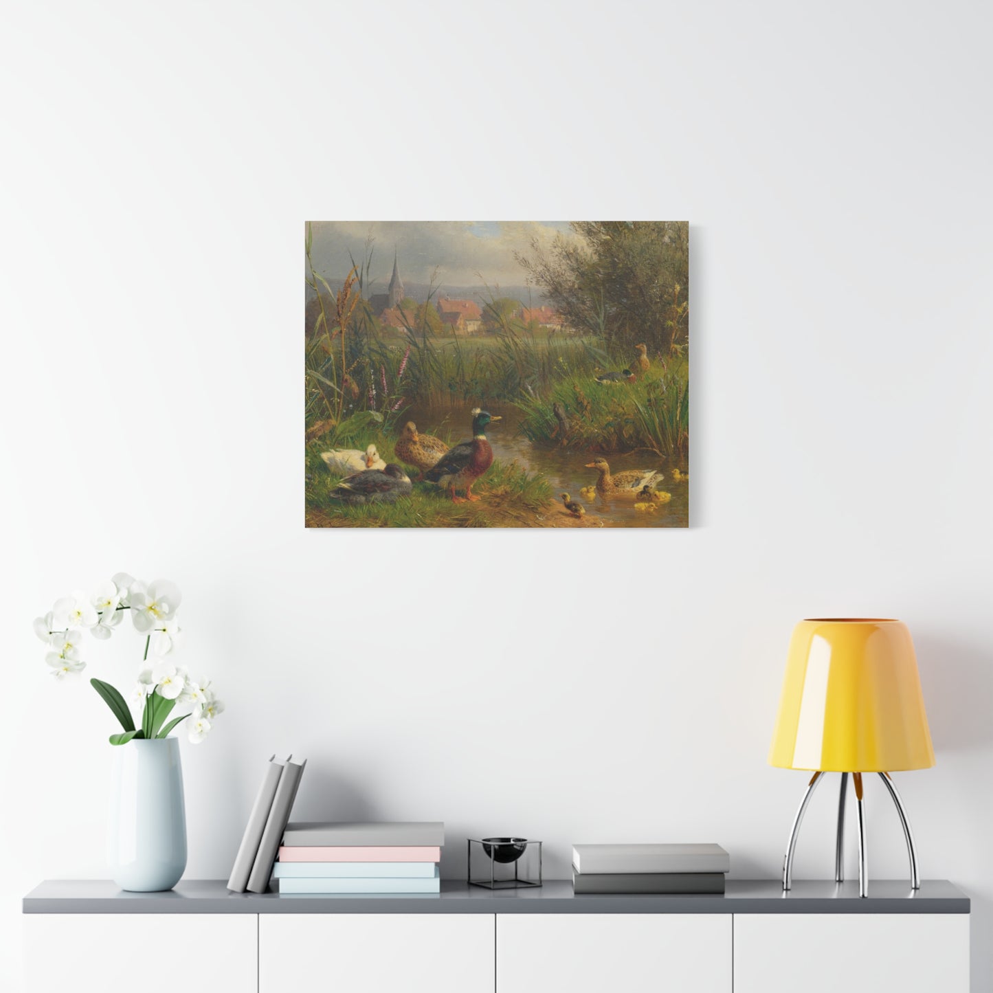 Ducks by the Stream Canvas Print