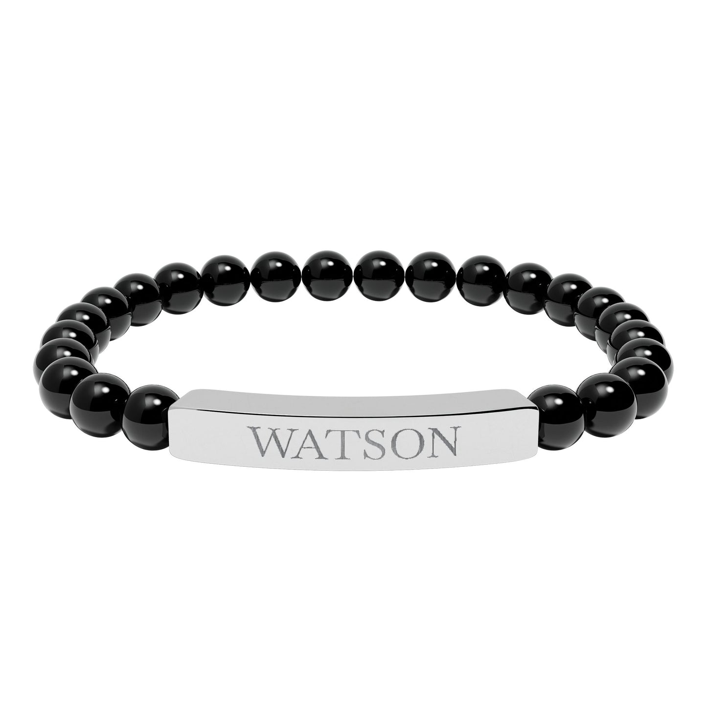Watson Engraved Natural Stone Stretch Bar Bracelet