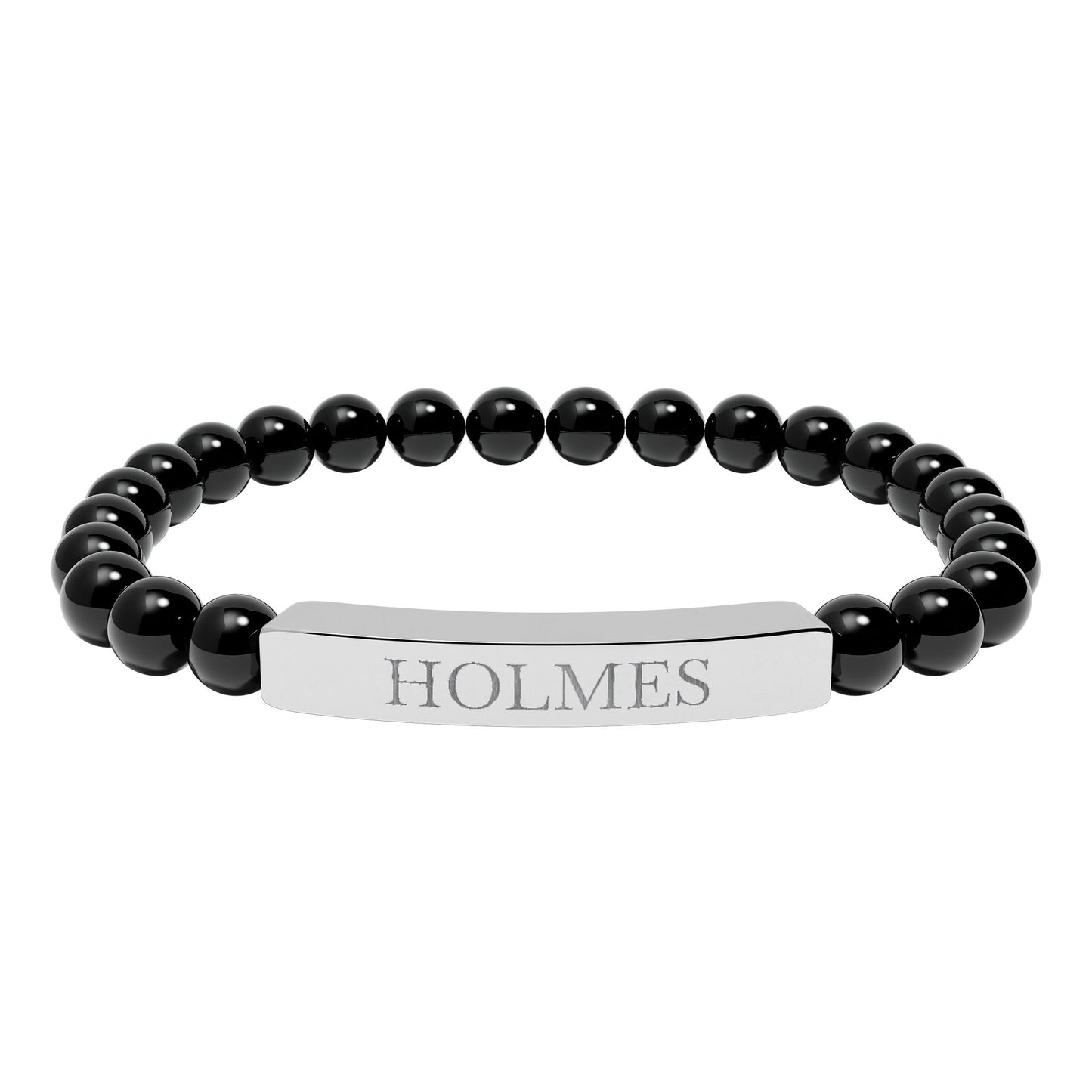 Holmes Engraved Natural Stone Stretch Bar Bracelet