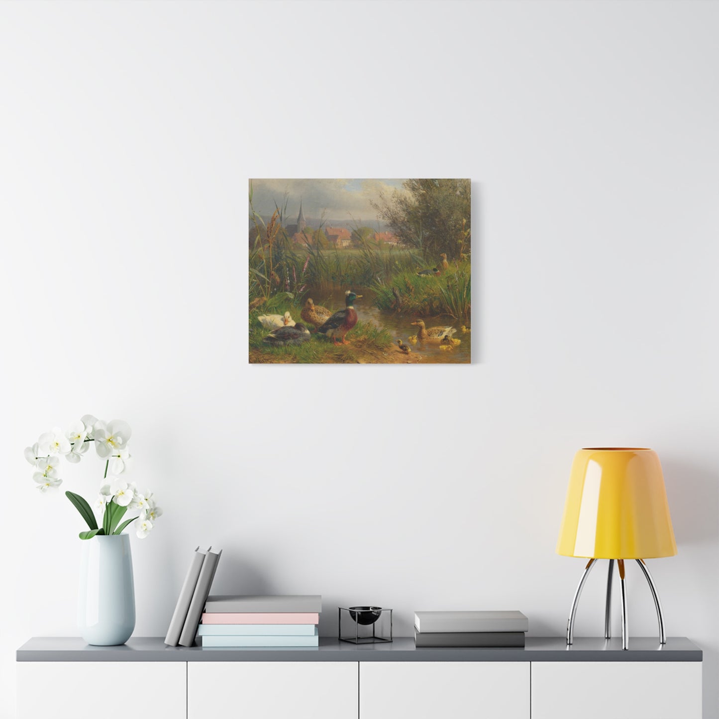 Ducks by the Stream Canvas Print