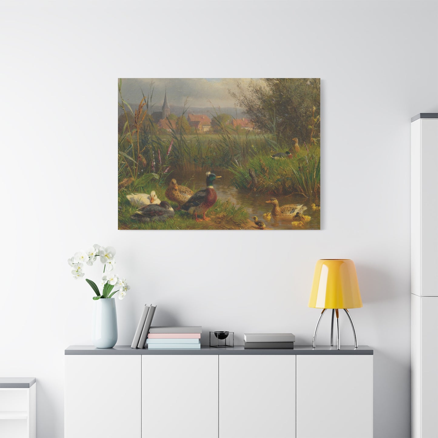 Ducks by the Stream Canvas Print