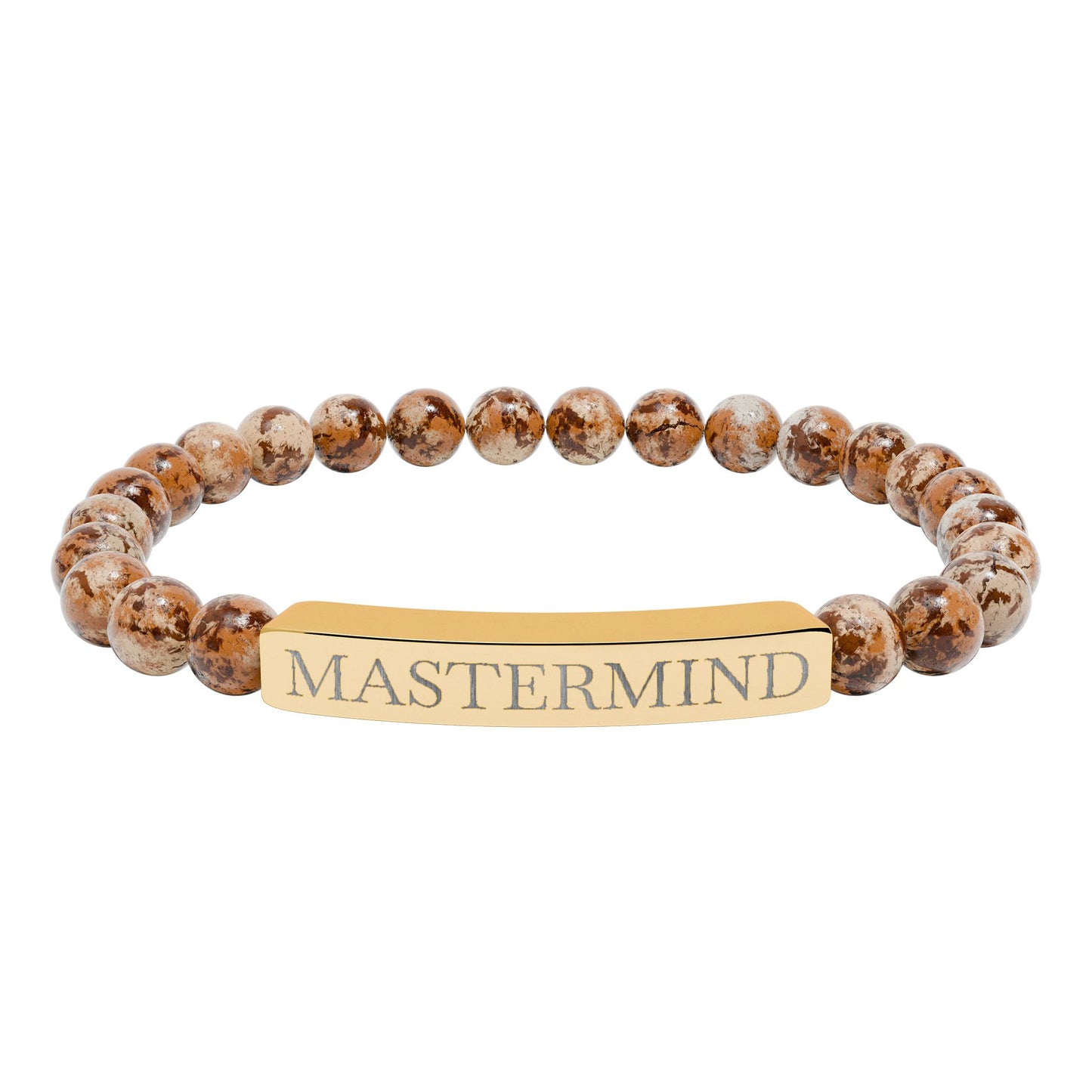 Mastermind Engraved Natural Stone Stretch Bar Bracelet