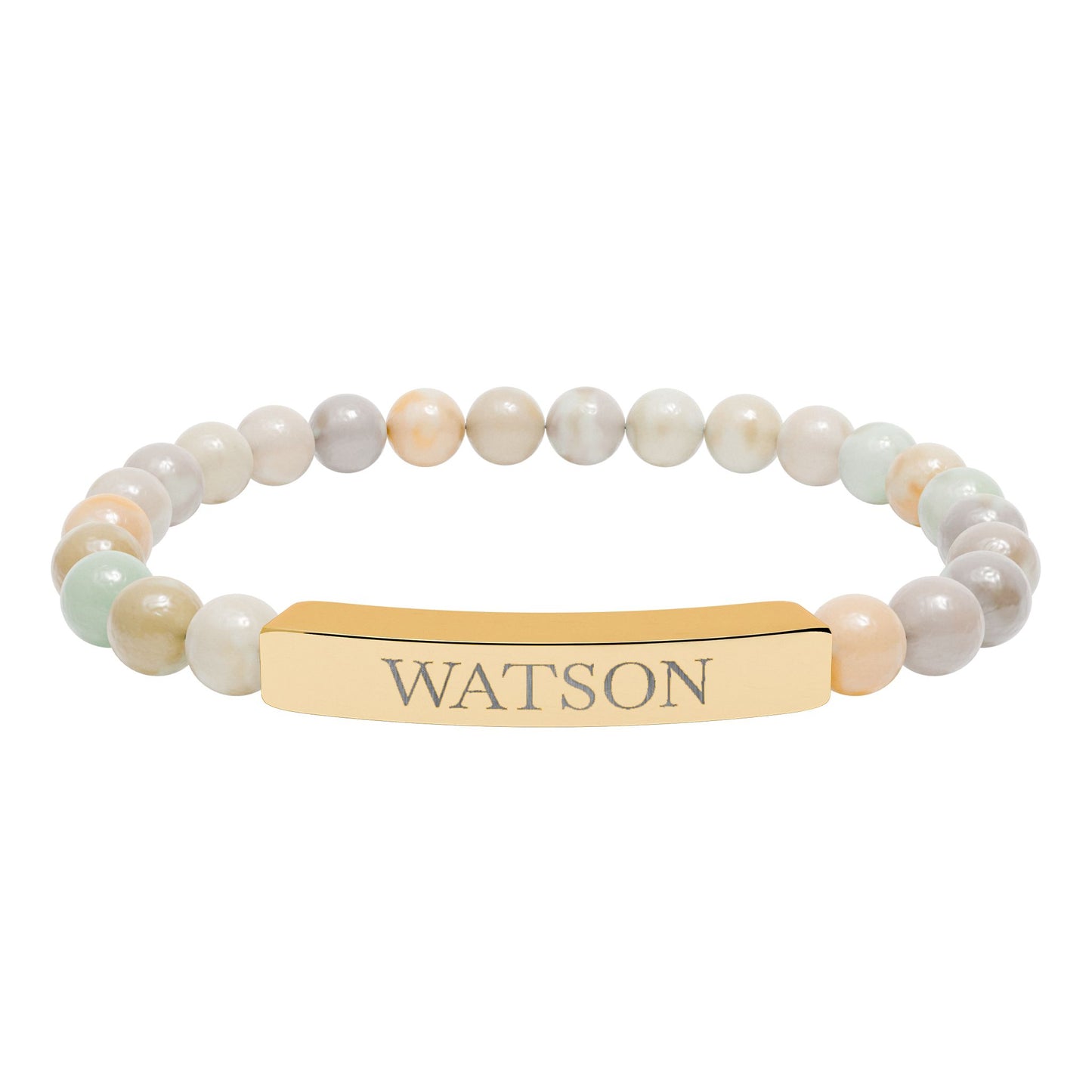 Watson Engraved Natural Stone Stretch Bar Bracelet