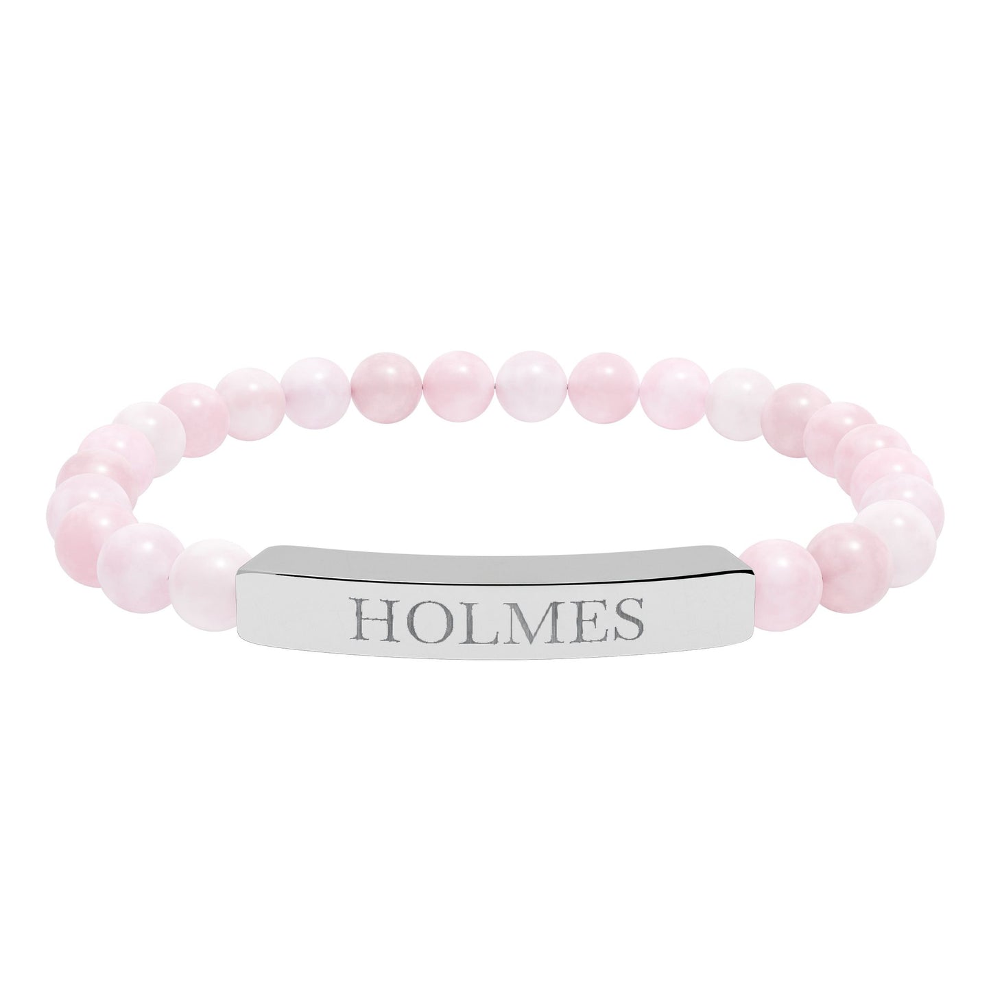 Holmes Engraved Natural Stone Stretch Bar Bracelet