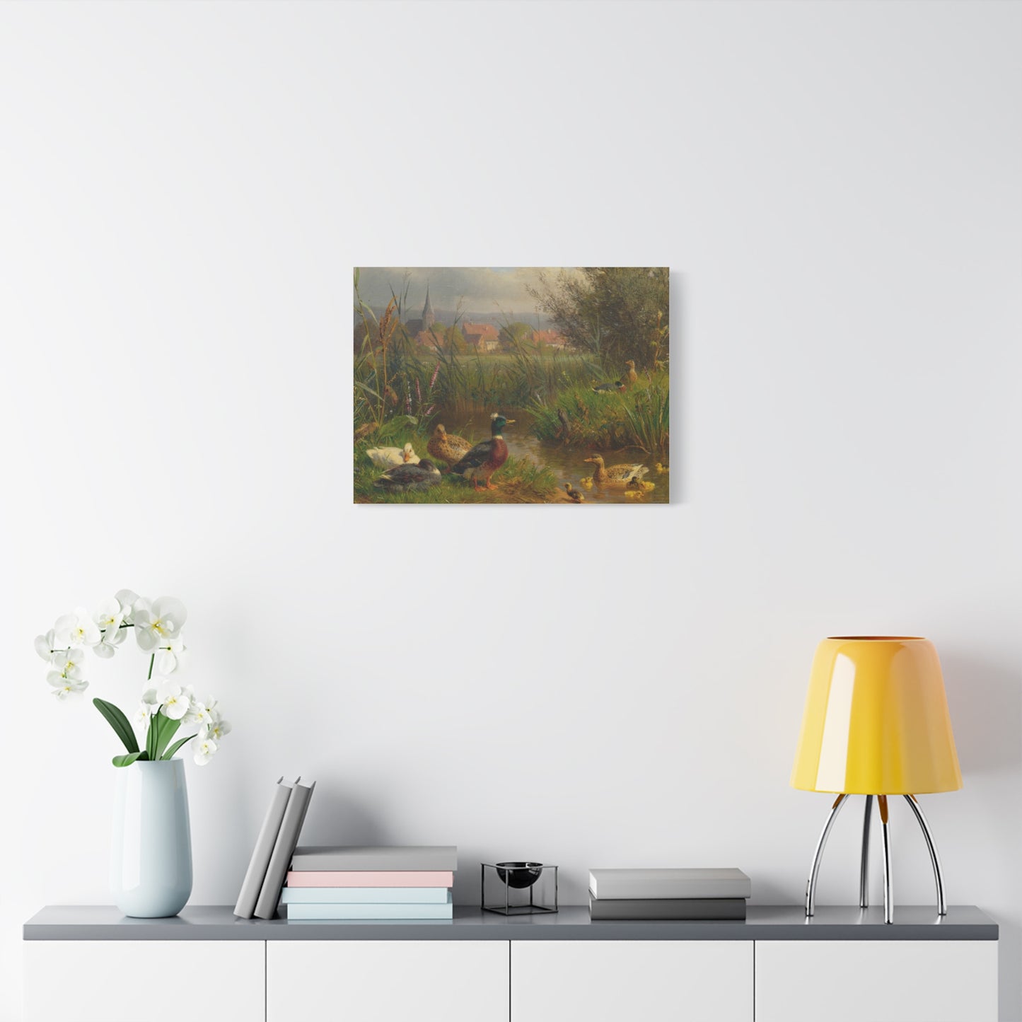 Ducks by the Stream Canvas Print