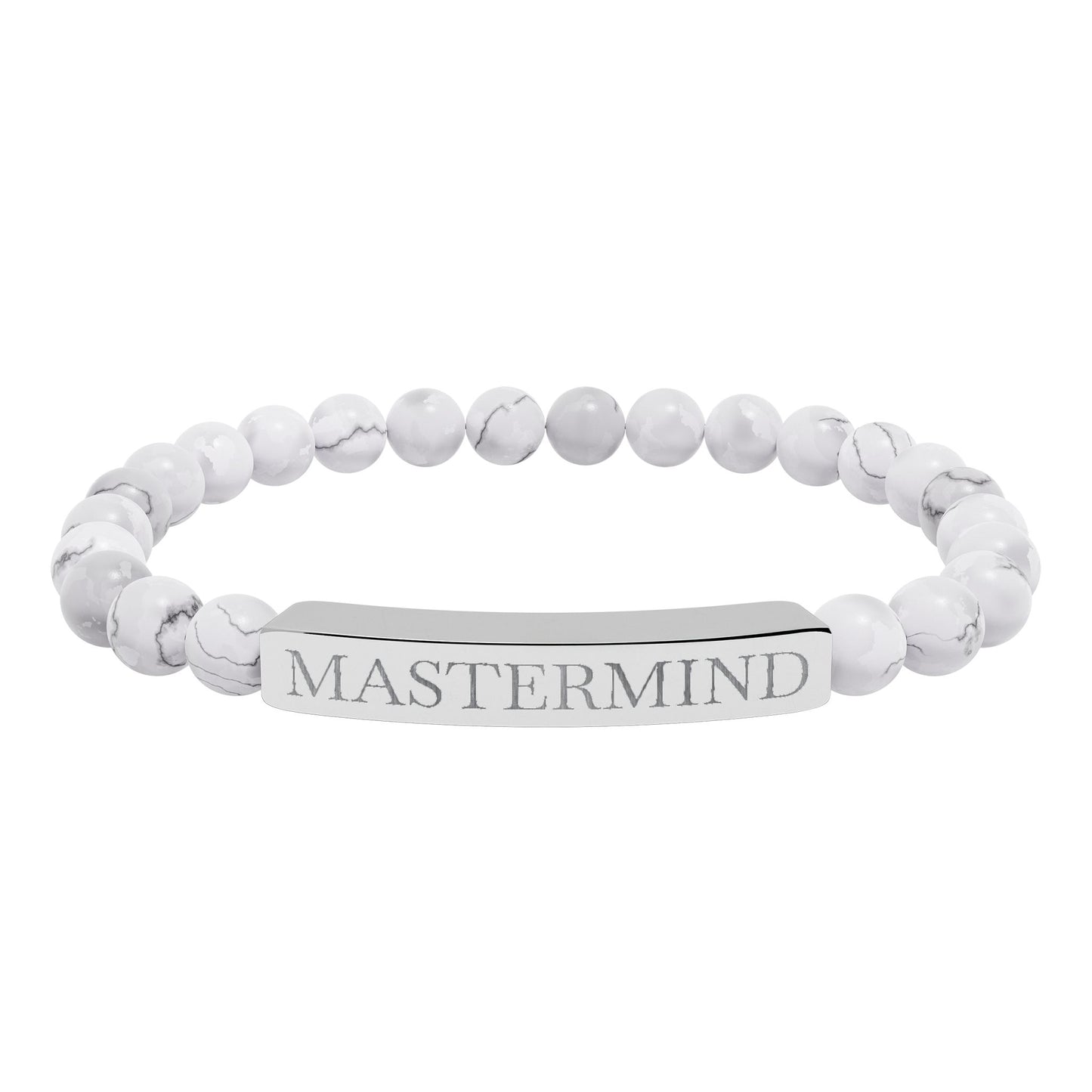 Mastermind Engraved Natural Stone Stretch Bar Bracelet