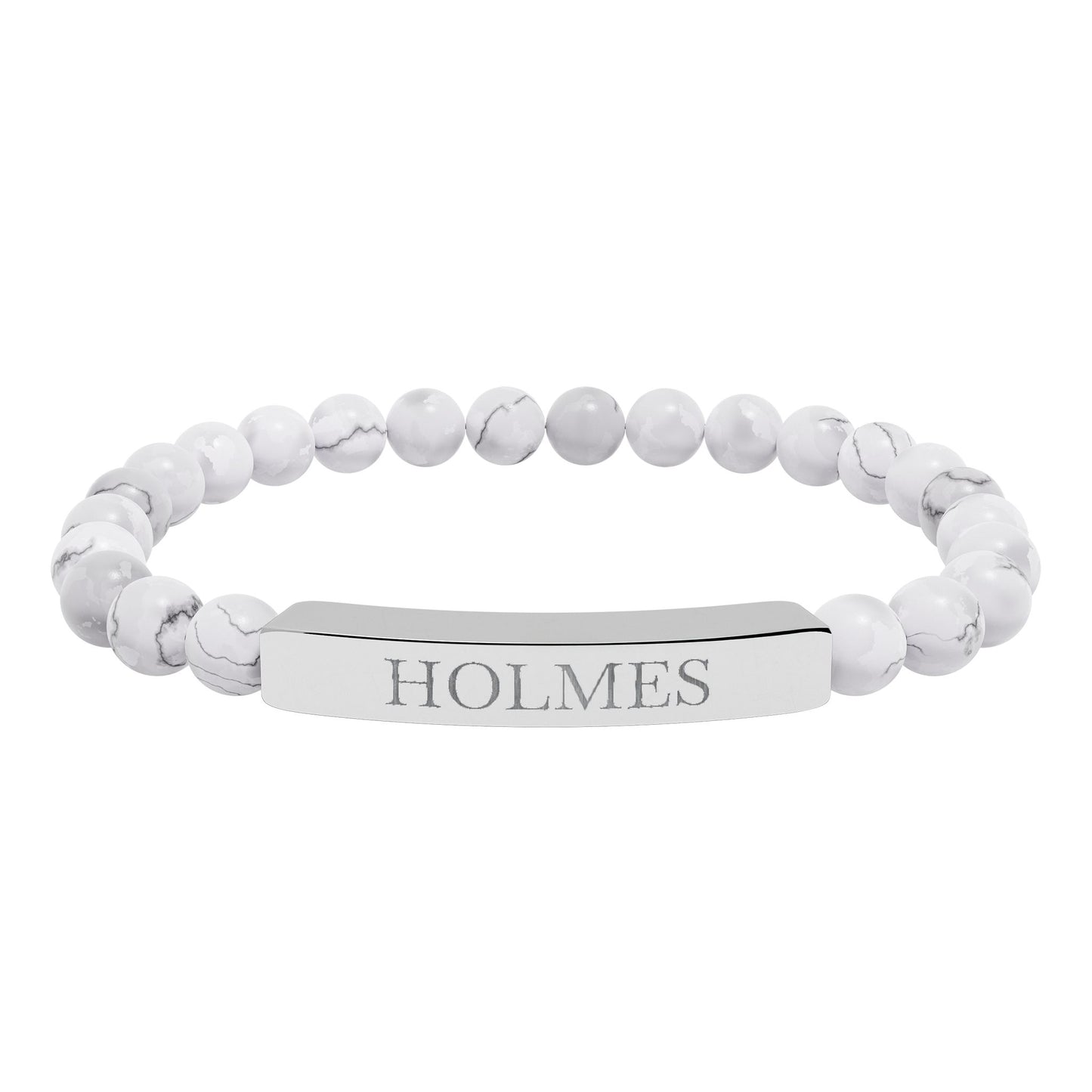 Holmes Engraved Natural Stone Stretch Bar Bracelet