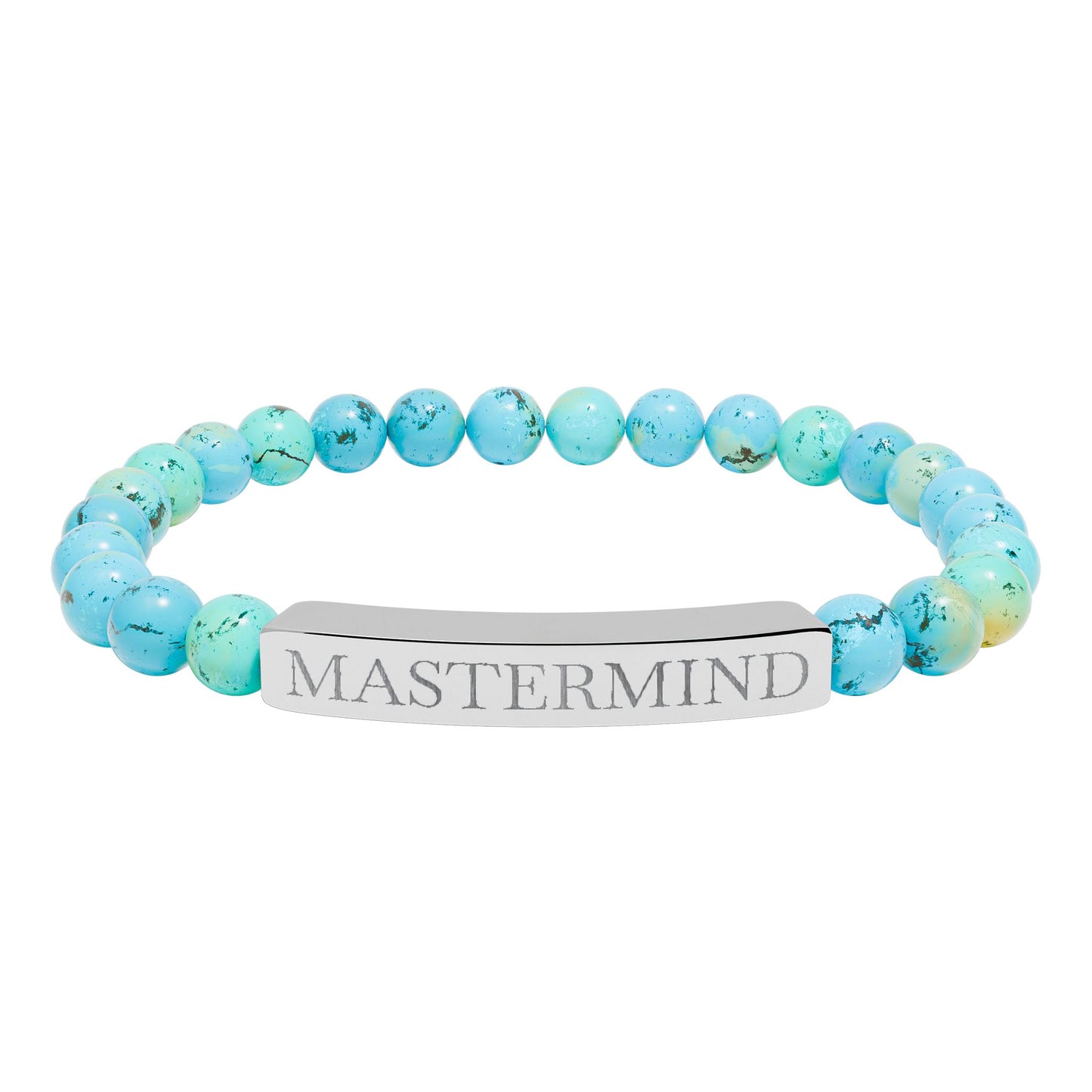 Mastermind Engraved Natural Stone Stretch Bar Bracelet