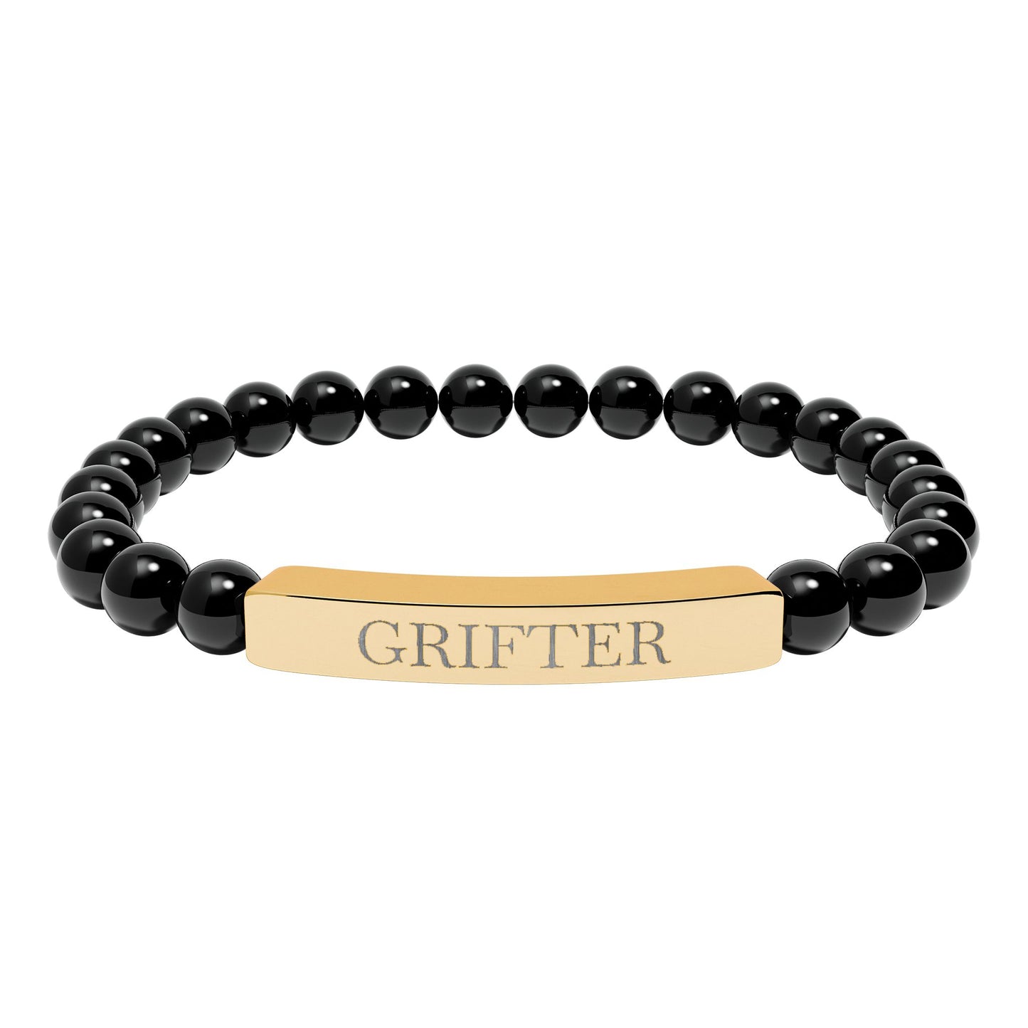 Grifter Engraved Natural Stone Stretch Bar Bracelet
