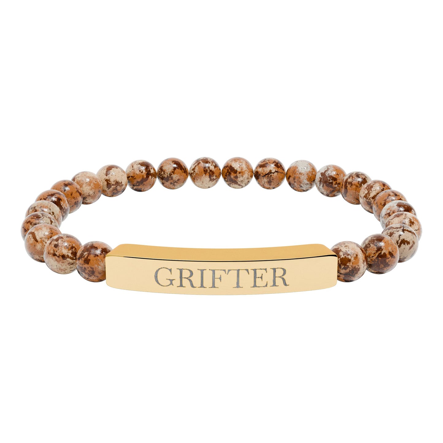 Grifter Engraved Natural Stone Stretch Bar Bracelet