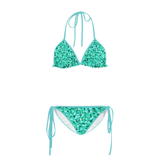 Teal Sequin Printed Bikini