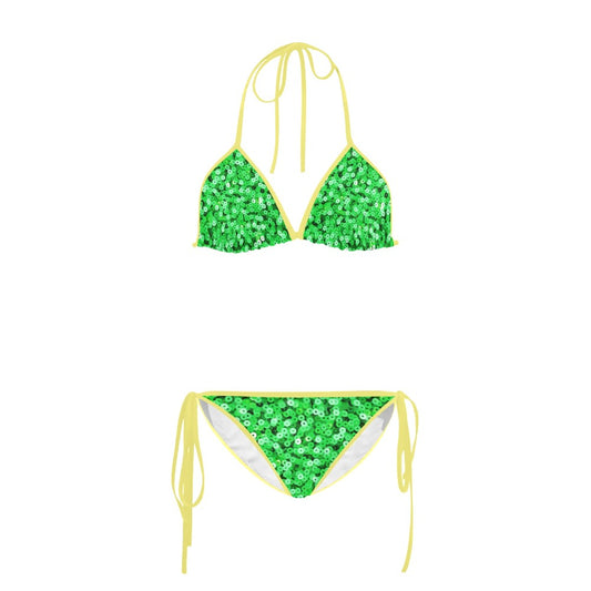 Green Sequin Printed Bikini