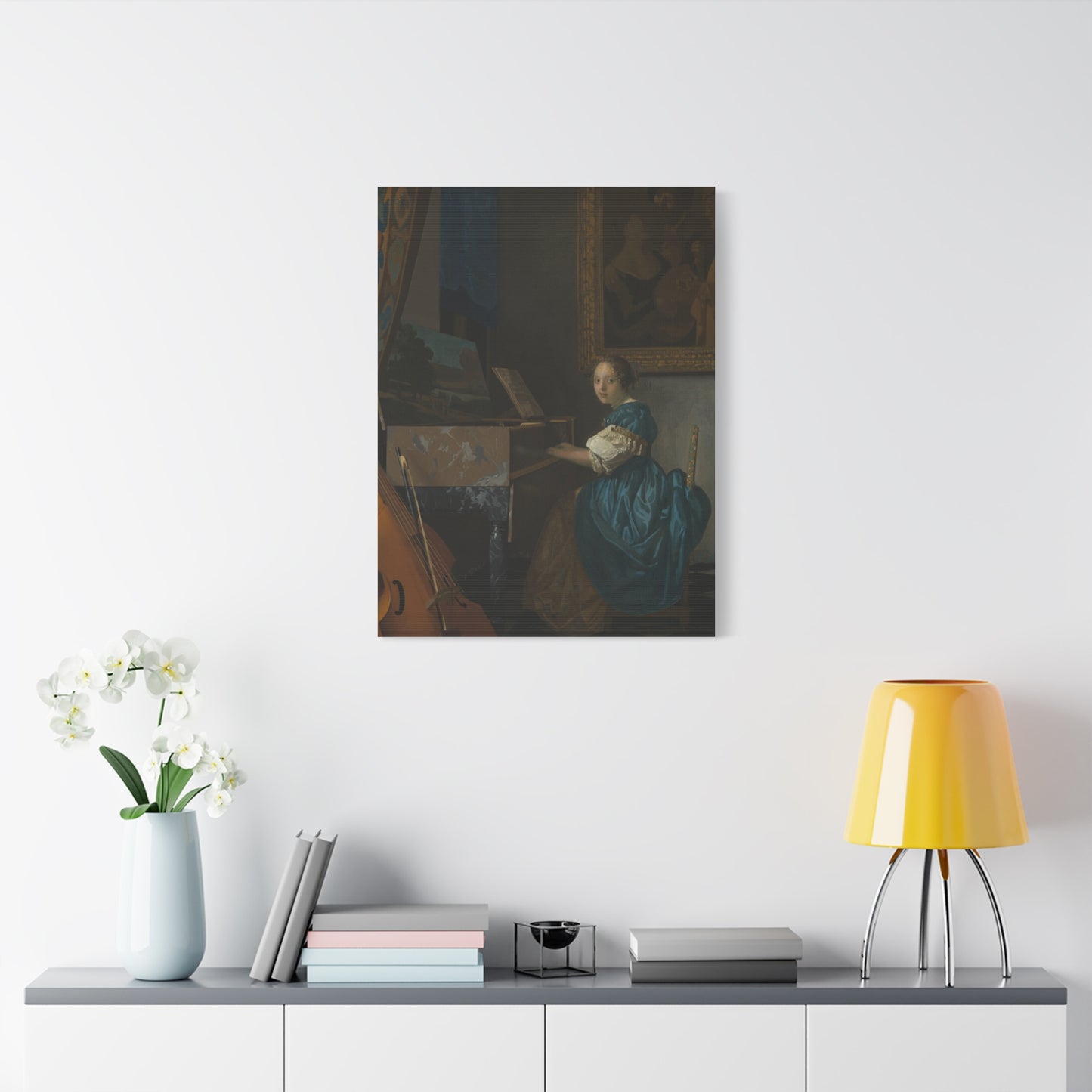 Young Woman Seated at a Virginal Canvas Print