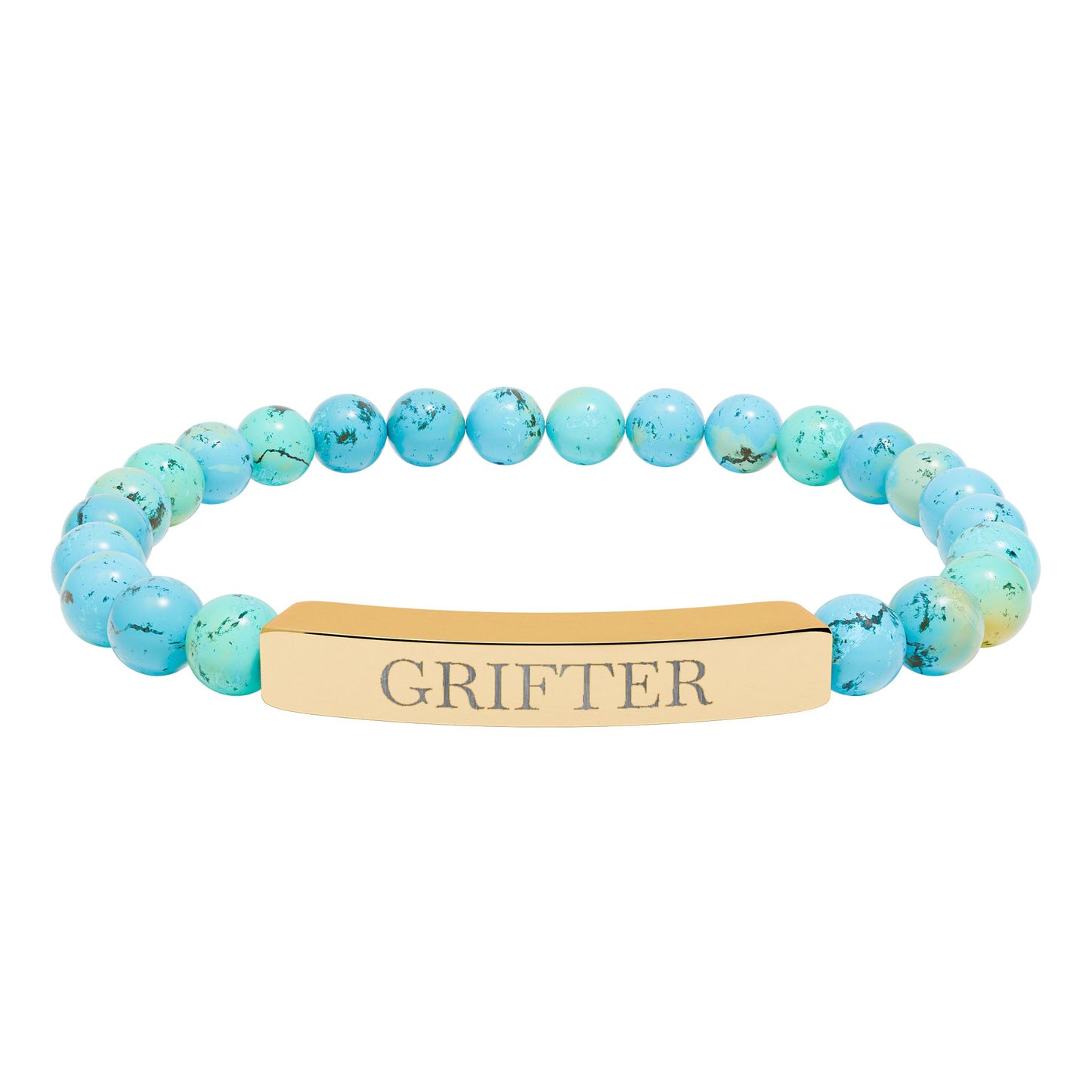 Grifter Engraved Natural Stone Stretch Bar Bracelet