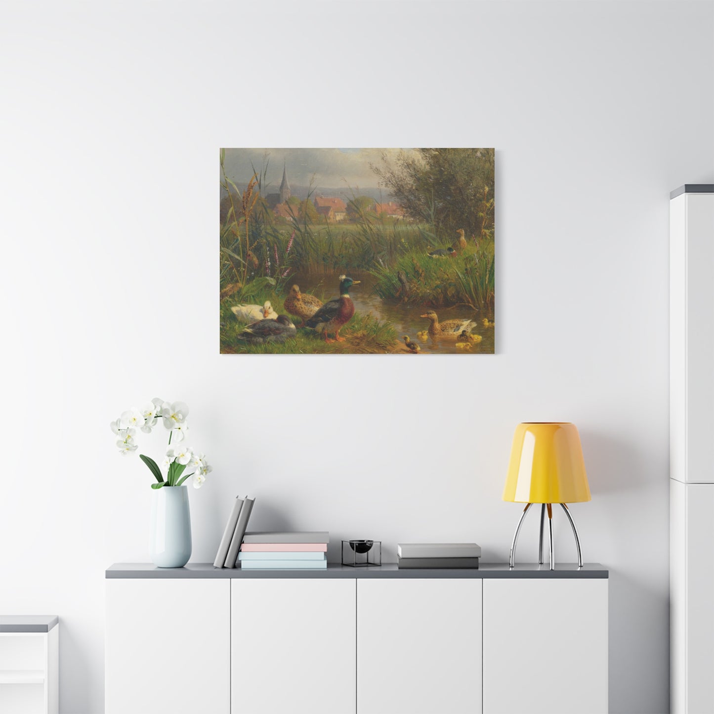 Ducks by the Stream Canvas Print