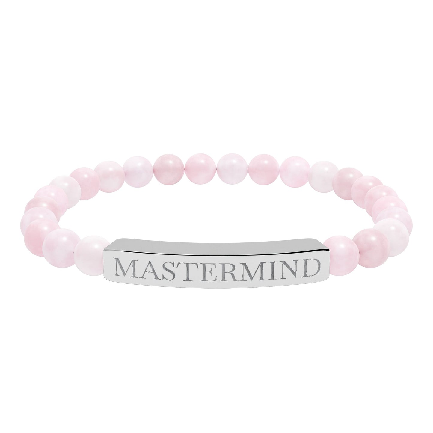 Mastermind Engraved Natural Stone Stretch Bar Bracelet