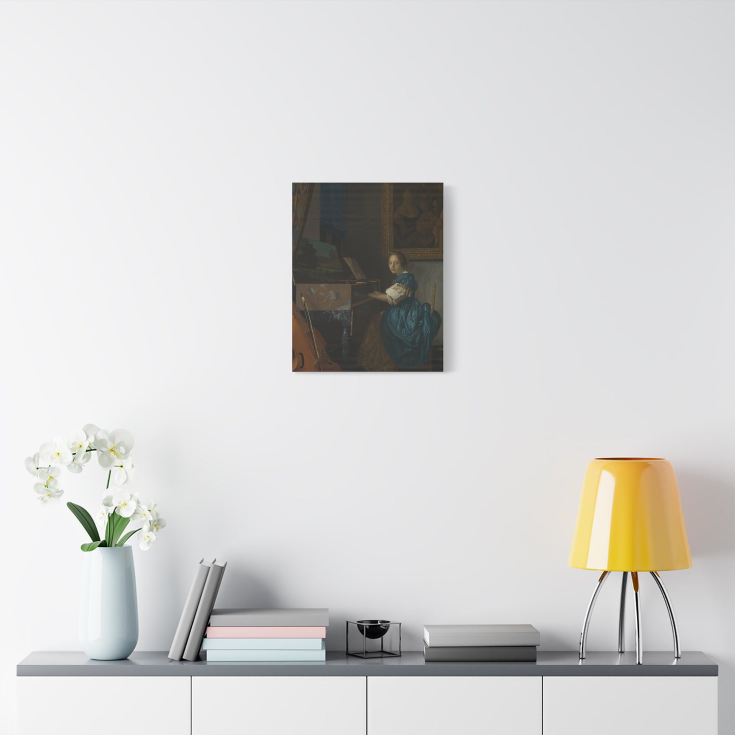 Young Woman Seated at a Virginal Canvas Print