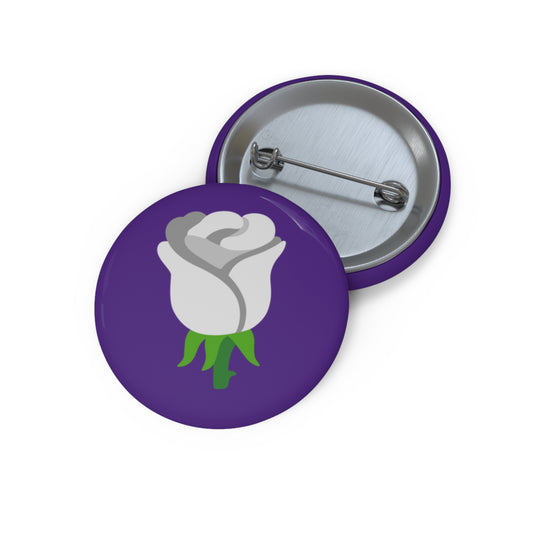 White Rose Emoji Pin Button