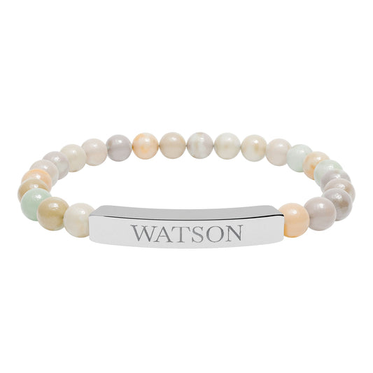 Watson Engraved Natural Stone Stretch Bar Bracelet